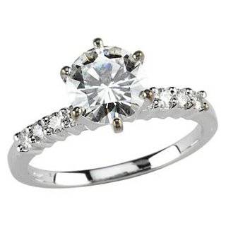   14k White gold 7.50 MM 1 1/2 CT Moissanite Solitaire Engagement Ring