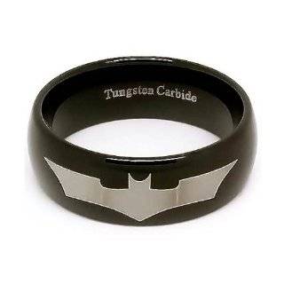   Ring with Silver Laser Etched Batman Design Wedding Ring Engagement