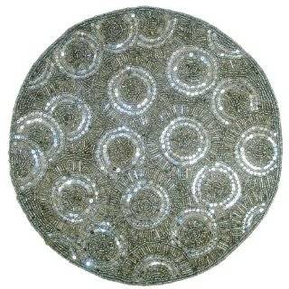 Swirl Beaded Charger Placemat in Silver   14 Round   Other colors 