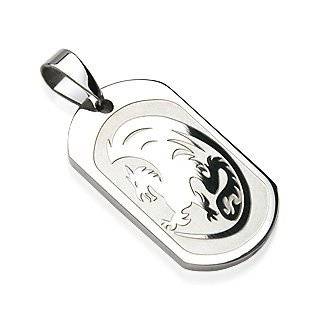   Stainless Steel Chinese Dragon Dog Tag Pendant Jewelry 