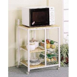 Black Microwave Cart With Power Strip