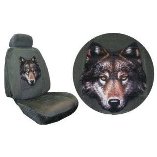Car Truck SUV Wolf Seat Covers 2 Charcoal Grey Universal Low Back with 