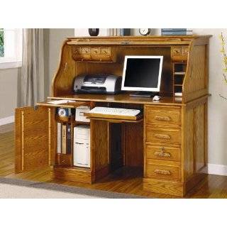  Solid Oak Roll Top Computer Desk Furniture & Decor