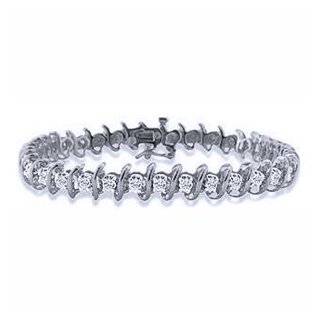   Carat Diamond 10k White Gold S Link Tennis Bracelet (7) Jewelry