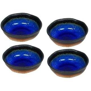   of Four Cobalt Blue Kosui Japanese Soy Sauce Dipping Bowls 3 1/4 Inch