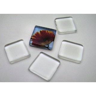 10 Ultra White Clear Small Square Glass Tiles 4 Jewelry