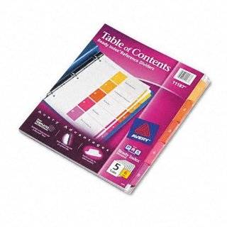 Avery Ready Index Table of Contents Dividers, 5 Tab, Multi Color, 6
