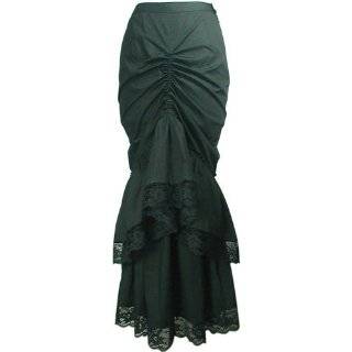  Gothic Long Fishtail Black Skirt 12/L   Victorian Skirt 