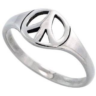 Sterling Silver Peace Sign Ring (Available in Sizes 6 to 10)