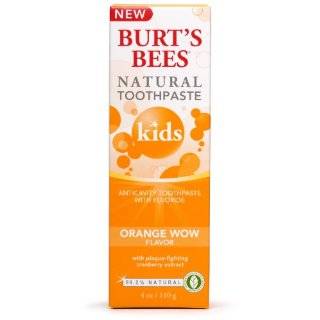 Burts Bees Natural Toothpaste, Kids Orange Wow with Fluoride, 4 