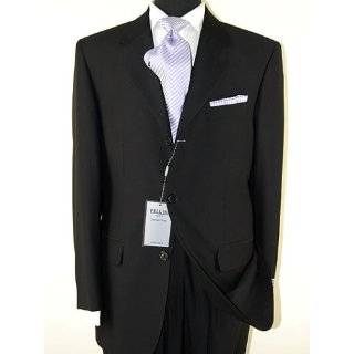   Button Mens Suit Italian Modern Business Fit Jet Black Clothing