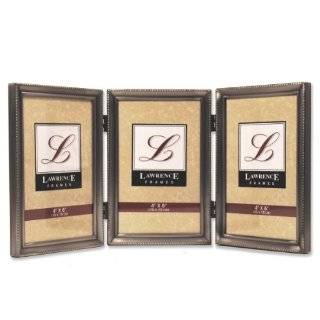 Lawrence Frames Antique Pewter 4x6 Hinged Triple Picture Frame   Bead 