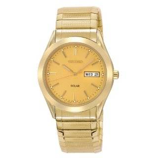 Seiko Mens SNE058 Gold Tone Solar Champagne Dial Watch