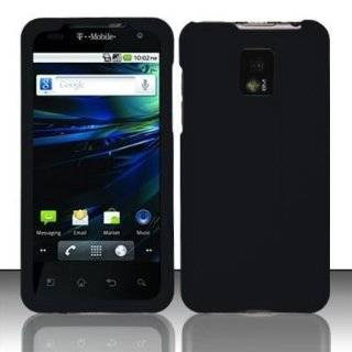 Black Hard Plastic Rubberized Case Cover for T Mobile LG G2X